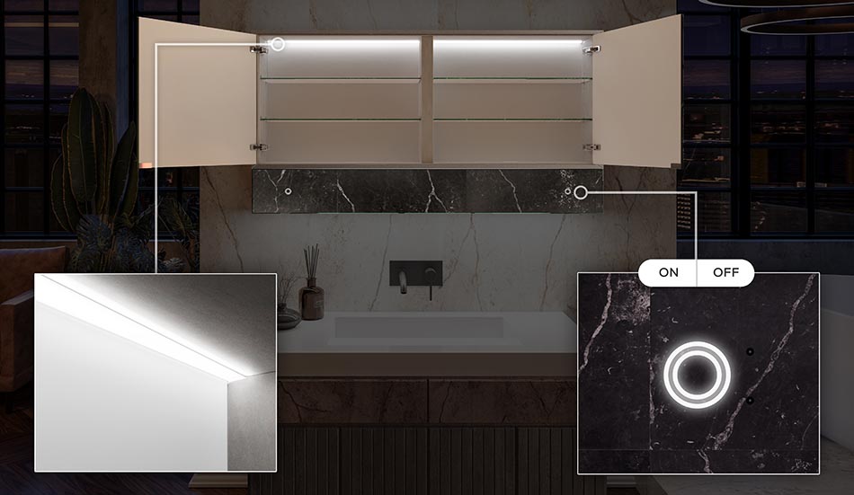 Iluminação LED no interior do armário