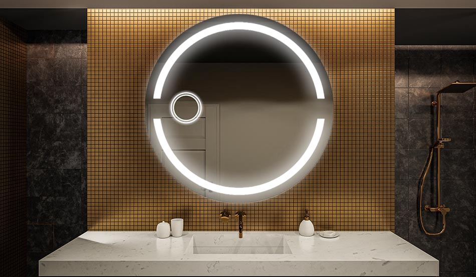 Espelho redondo LED ambiente com função de retroiluminação para a casa de banho | ARTFORMA