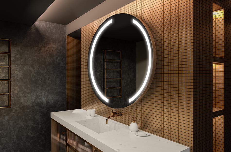 Espelho redondo moderno com luz LED suave em estilo premium | ARTFORMA