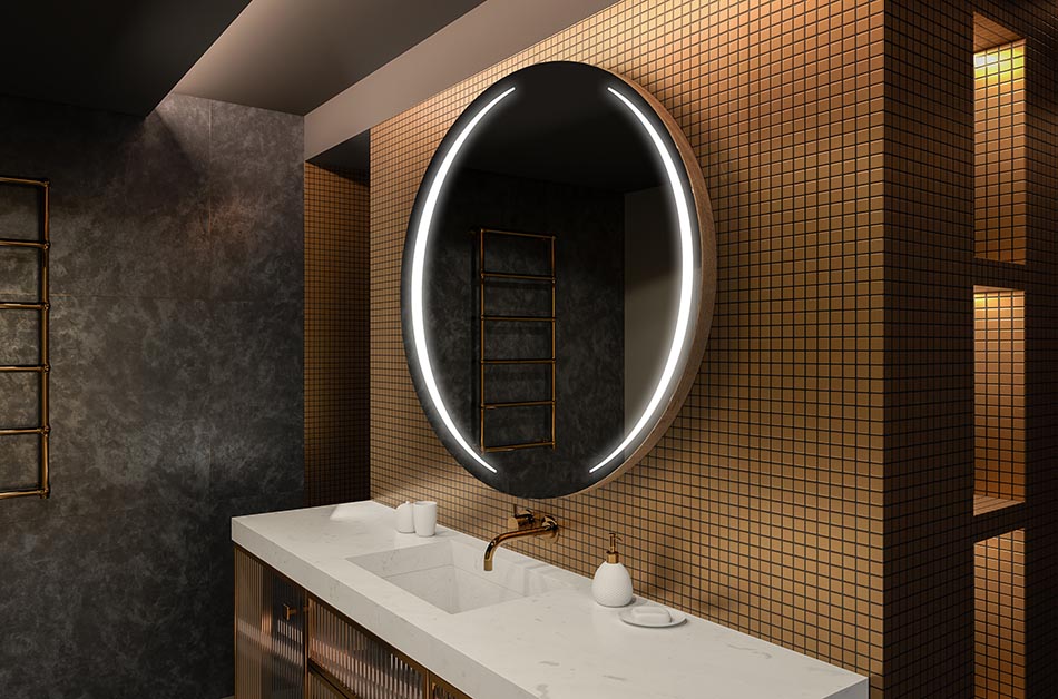 Espelho redondo moderno com luz LED suave em estilo premium | ARTFORMA