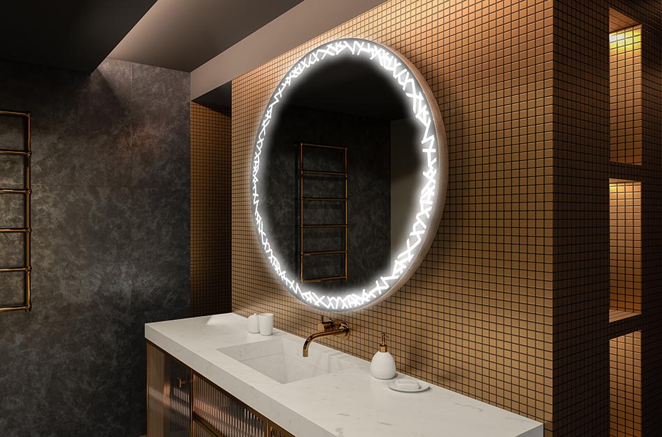 Espelho redondo moderno com luz LED suave em estilo premium | ARTFORMA