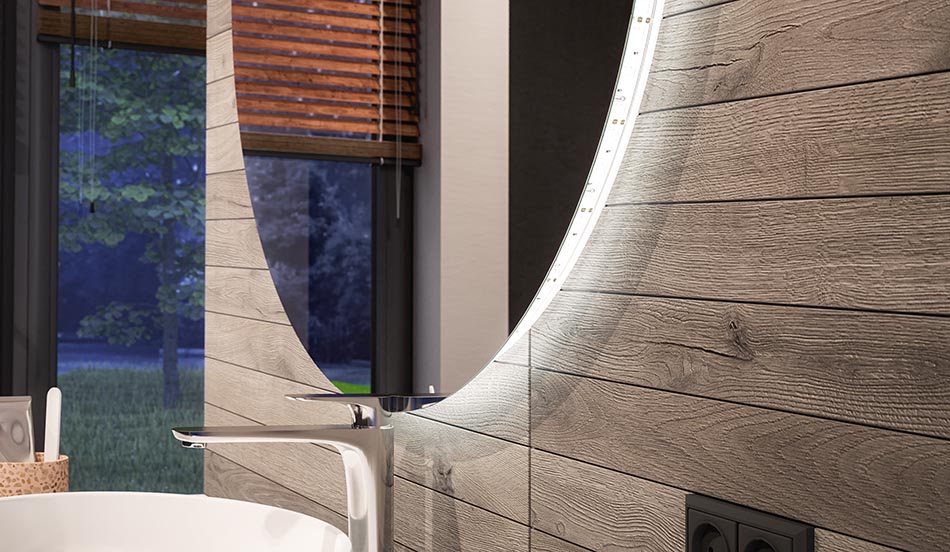 Espelho circular LED com efeito ambiente e luz difusa elegante | ARTFORMA