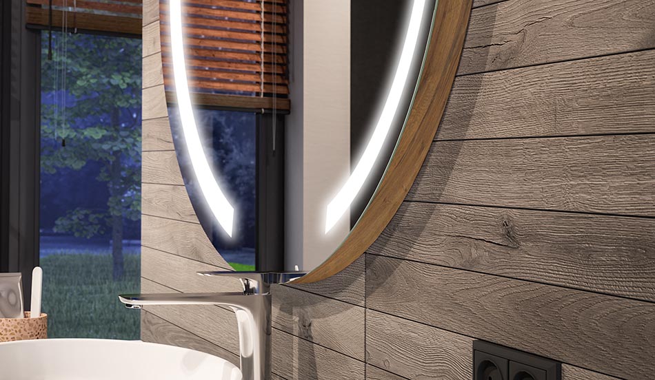 Espelho circular LED com efeito ambiente e luz difusa elegante | ARTFORMA