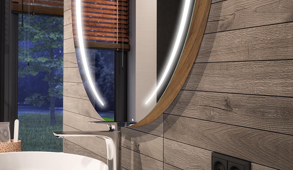 Espelho circular LED com efeito ambiente e luz difusa elegante | ARTFORMA