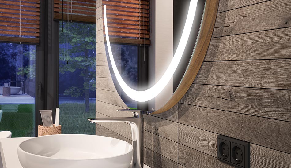 Espelho circular LED com efeito ambiente e luz difusa elegante | ARTFORMA