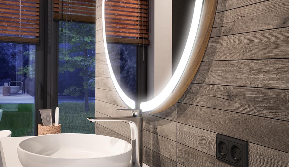 Espelho circular LED com efeito ambiente e luz difusa elegante | ARTFORMA