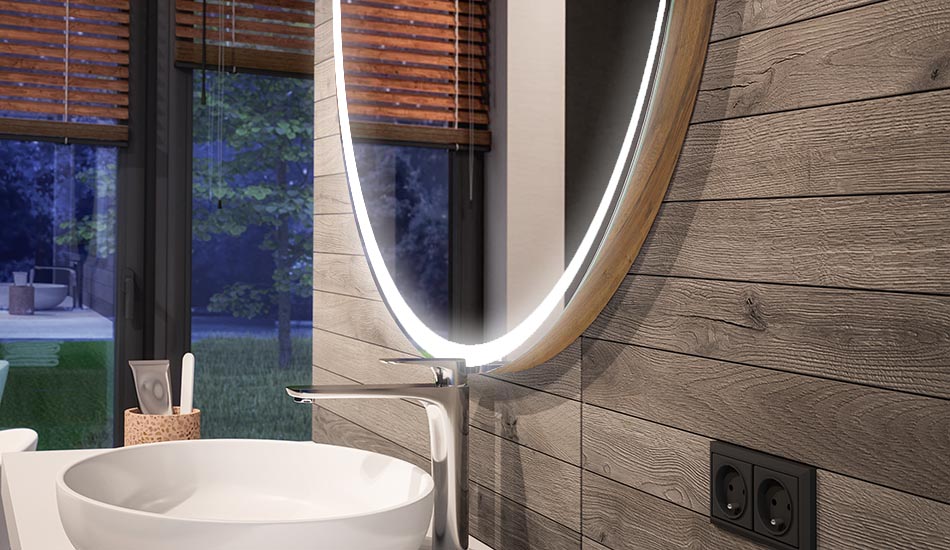 Espelho circular LED com efeito ambiente e luz difusa elegante | ARTFORMA