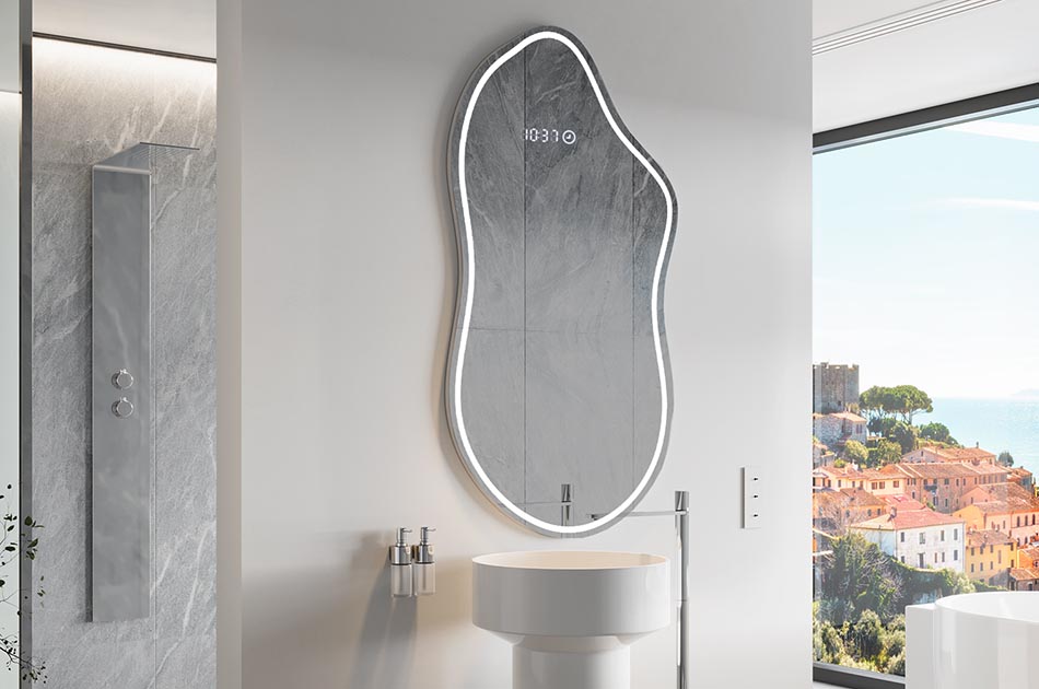 Espelho de forma irregular com iluminação ambiente suave para interiores elegantes | ARTFORMA