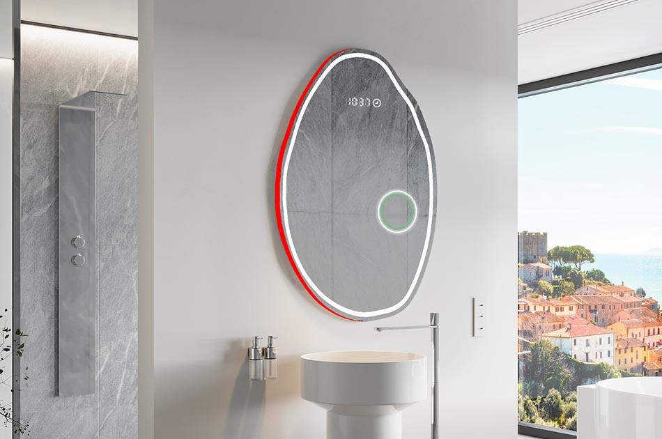 Espelho de forma irregular com iluminação ambiente suave para interiores elegantes | ARTFORMA