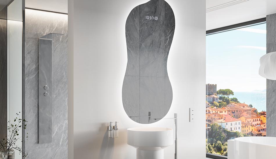 Espelho de forma irregular com iluminação ambiente suave para interiores elegantes | ARTFORMA
