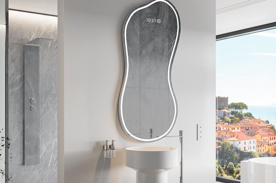 Espelho de forma irregular com iluminação ambiente suave para interiores elegantes | ARTFORMA