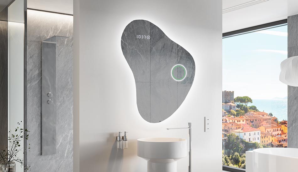 Espelho de forma irregular com iluminação ambiente suave para interiores elegantes | ARTFORMA