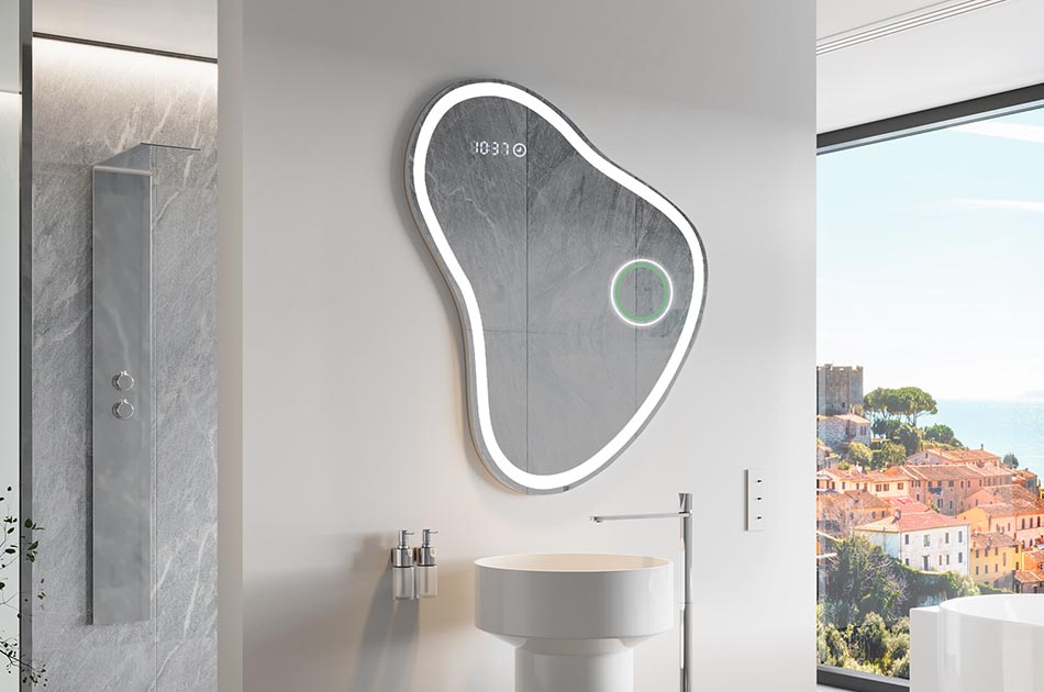 Espelho de forma irregular com iluminação ambiente suave para interiores elegantes | ARTFORMA