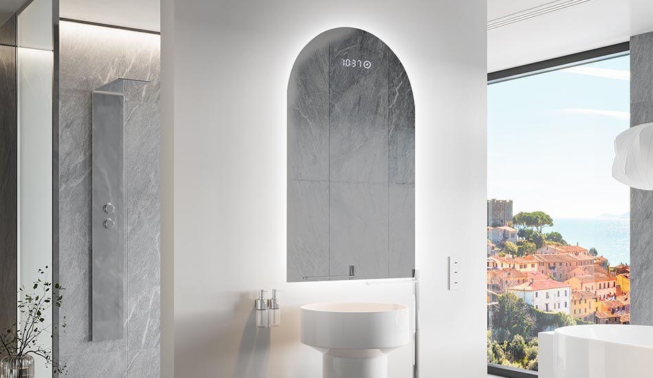 Espelho de forma irregular com iluminação ambiente suave para interiores elegantes | ARTFORMA