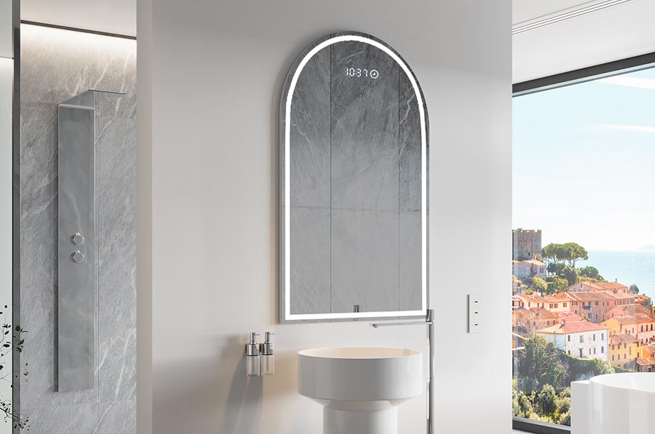 Espelho de forma irregular com iluminação ambiente suave para interiores elegantes | ARTFORMA