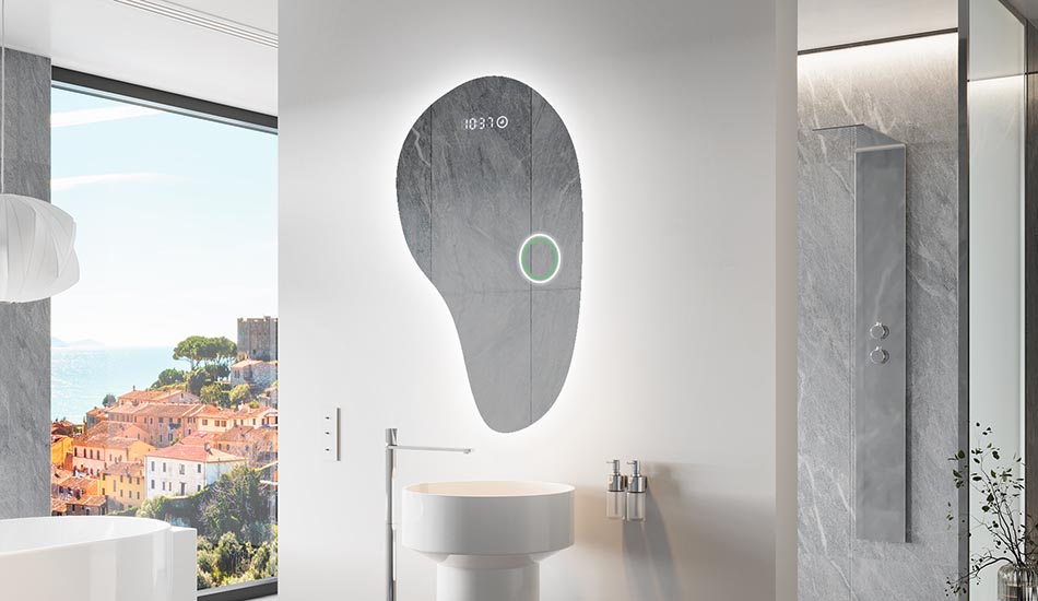 Espelho de forma irregular com iluminação ambiente suave para interiores elegantes | ARTFORMA