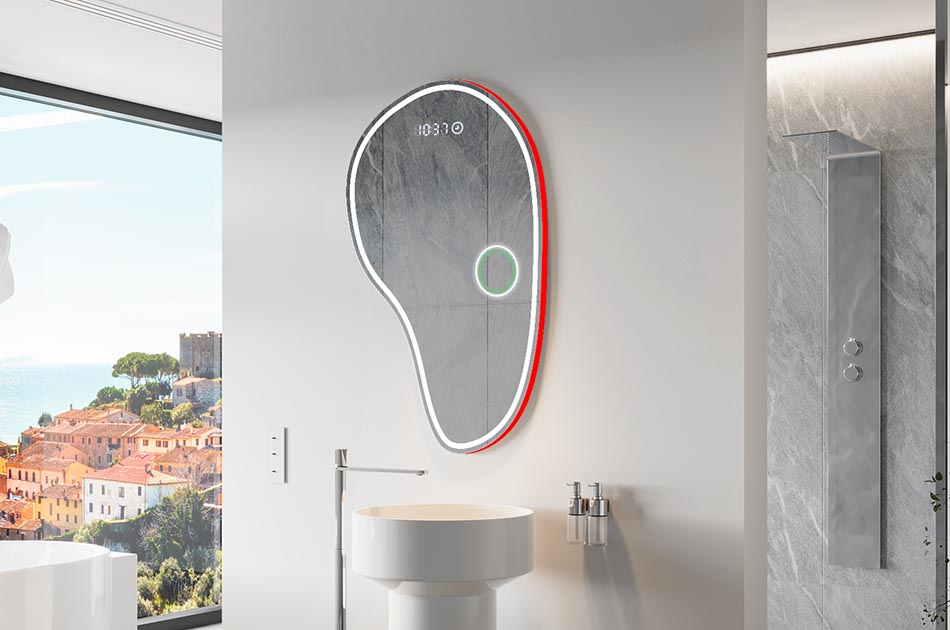 Espelho de forma irregular com iluminação ambiente suave para interiores elegantes | ARTFORMA
