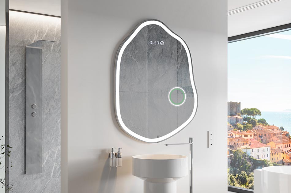 Espelho de forma irregular com iluminação ambiente suave para interiores elegantes | ARTFORMA