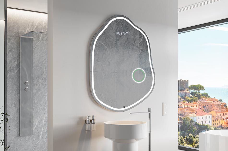 Espelho de forma irregular com iluminação ambiente suave para interiores elegantes | ARTFORMA