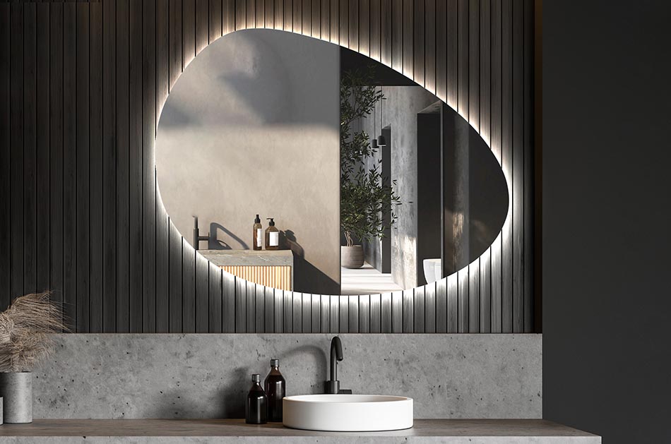 Espelho de forma irregular com iluminação ambiente suave para interiores elegantes | ARTFORMA