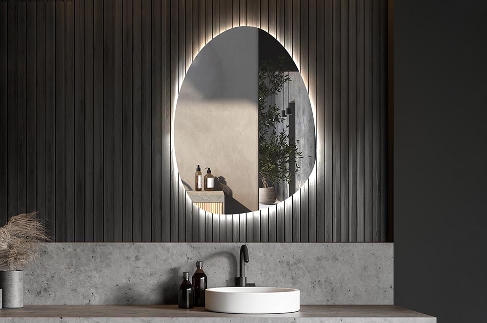 Espelho de forma irregular com iluminação ambiente suave para interiores elegantes | ARTFORMA
