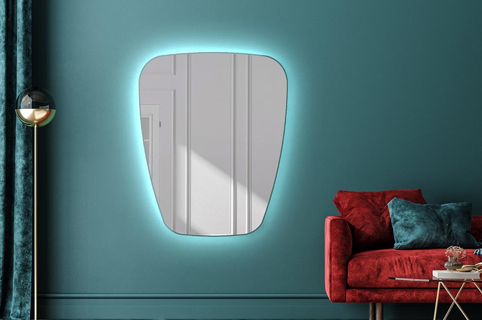 Espelho de forma irregular com iluminação ambiente suave para interiores elegantes | ARTFORMA