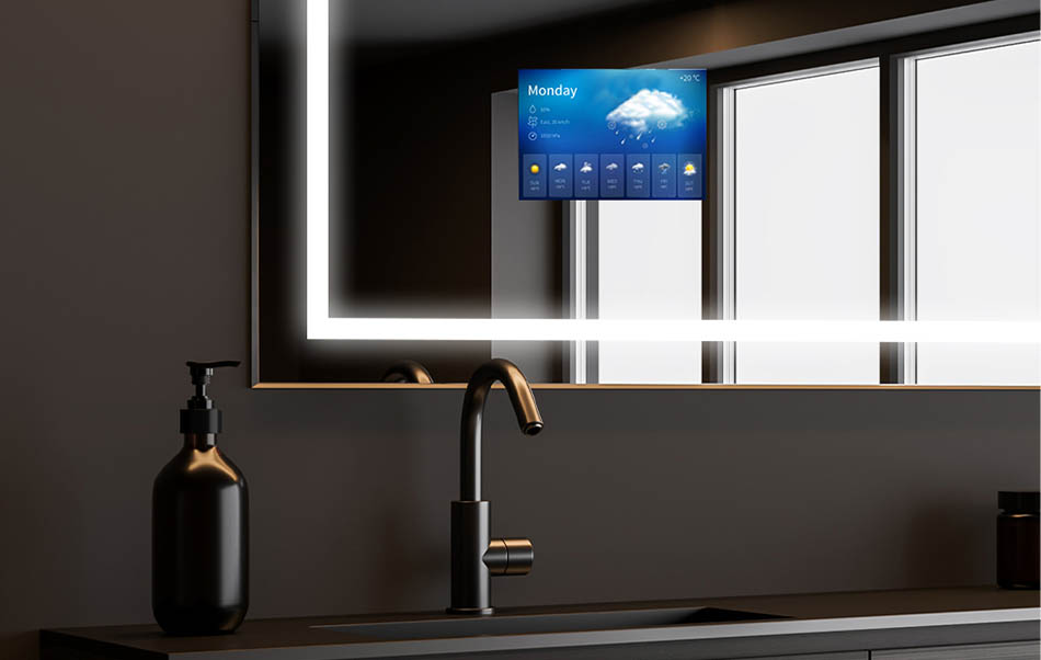 Pode instalar a aplicação AccuWeather nos nossos espelhos de casa de banho, que apresenta a previsão do tempo actual. É a melhor fonte de informação, utilizada por 1,5 mil milhões de pessoas todos os dias. Se acabou de verificar que o dia não será propício a longas caminhadas... relaxe num banho quente com a sua série de TV favorita. Água quente, iluminação LED suave e uma série de televisão de alta qualidade garantem um dia de sucesso!