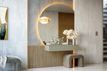 Espelho em quarto de círculo