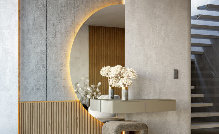 Espelhos em meia-círculo