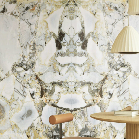 Gres Bookmatch 120x280, mármore branco com veios dourados, acabamento brilhante A4H1118 Bellezza Bianca #5