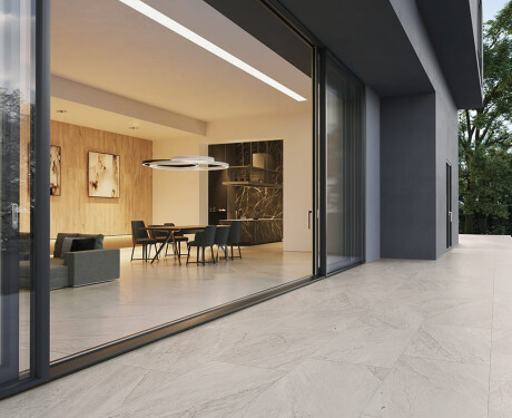 Ladrilho esmaltado para pavimento, 120 x 280 cm, cinzento pedra mate, A4H1129 Agathos Grey