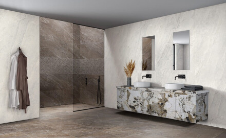 Ladrilho esmaltado para pavimento, 120 x 280 cm, castanho pedra mate, A4H1133 Agathos Multicolor