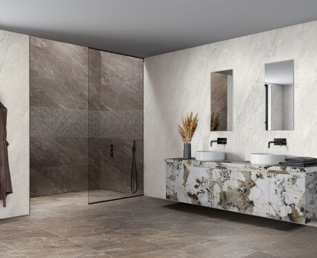 Ladrilho esmaltado para pavimento, 120 x 280 cm, castanho pedra mate, A4H1133 Agathos Multicolor
