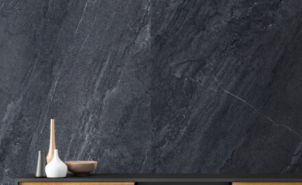 Ladrilho esmaltado para pavimento, 120 x 280 cm, antracite, efeito pedra, acabamento mate, A4H1137 Agathos Anthracite