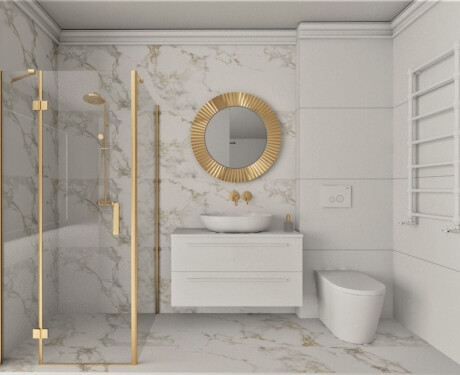 Ladrilho esmaltado para pavimento, 60x120 cm, branco com veios dourados, mate, retificado, A4H116 Varenna