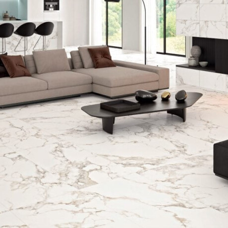 Ladrilho esmaltado para pavimento, 60x120 cm, branco com veios dourados, mate, retificado, A4H116 Varenna #2