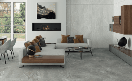 Pavimento em grés esmaltado 60x120 cm, cinzento claro mate, retificado, A4H125, Materia Pearl