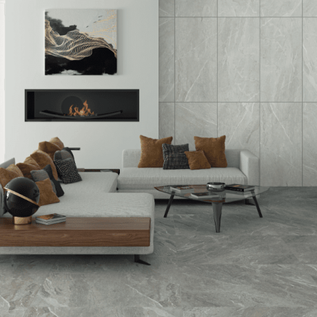 Pavimento em grés esmaltado 60x120 cm, cinzento claro mate, retificado, A4H125, Materia Pearl #1