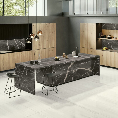 Ladrilho de grés de grande formato 120x270 cm com veios cinzentos, acabamento brilhante, retificado A4H185 Dolomite #3