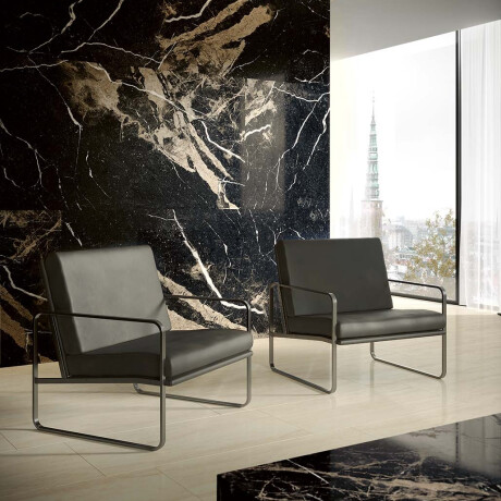 Ladrilho de grés de grande formato, 120 x 270 cm, preto mate com veios dourados, retificado, A4H196 Pierre Black #3
