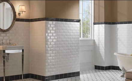 Azulejo cerâmico biselado para parede 10x20, branco brilhante, biselado A4H22 Blanco Brillo
