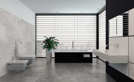 Ladrilho de grés 60x120 cm, cinzento pedra mate A4H293 Lop Grey