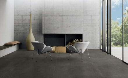 Ladrilho esmaltado para pavimento, 60 x 120 cm, cinzento-escuro mate, rectificado, A4H327 Massive Dimgray