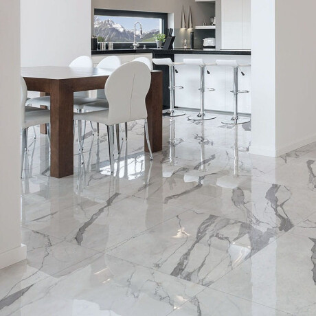 Pavimento em grés esmaltado 120x120, brilhante, com veios cinzentos, retificado A4H454 Statuario Superiore #4