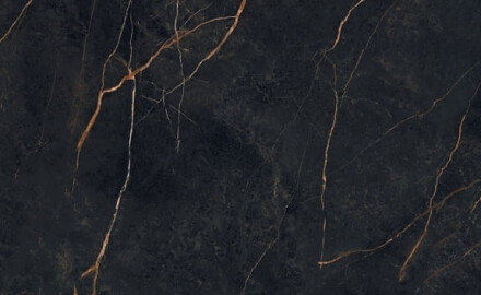 Pavimento de grés de grande formato 120x280, mármore preto com veios dourados, acabamento brilhante A4H474 Sant Loreno