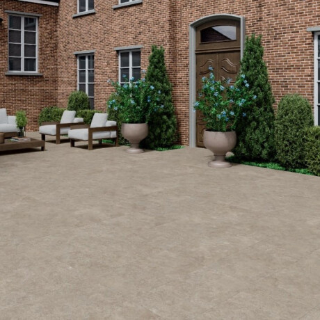 Ladrilho de grés para pavimento 100x100, travertino cortado transversalmente, acabamento mate, cinzento-bege taupe A4H499 Chrono Stone #3