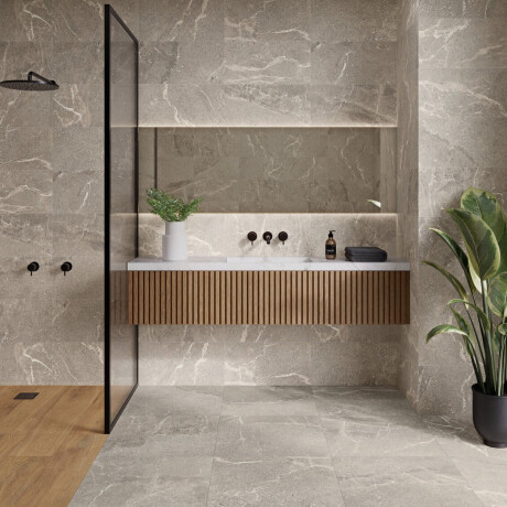 Pavimento em grés de pedra com veios, 100x100, mate, cinzento A4H506 Volterra Grey #1