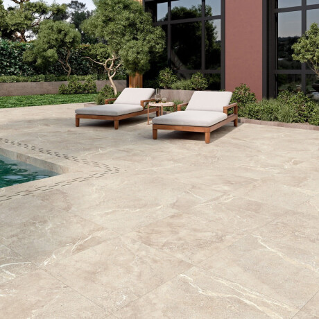 Pavimento em grés de pedra com veios, 100x100, mate, cinzento-bege taupe A4H508 Volterra Bone #2