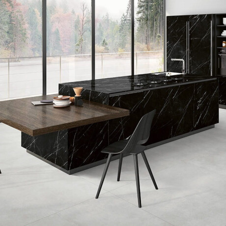 Ladrilho de grande formato 120x280, mármore preto com veios brancos, acabamento brilhante A4H687 Markina Black #7