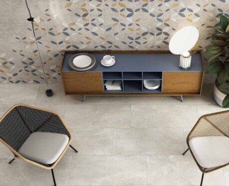 Ladrilho esmaltado para pavimento, 60 x 120 cm, cinzento claro mate, retificado, A4H83 Iroc White
